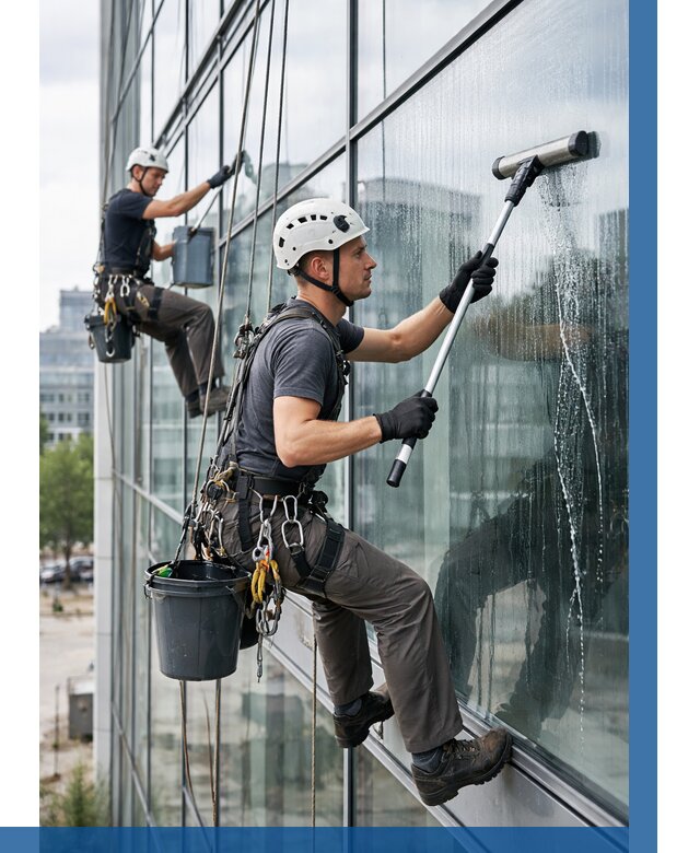 Мойка витражей альпинистами в Дальнереченске от 713 р. под ключ|ВЫСОТНИК-Длн