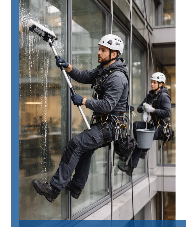 Профессиональная мойка витражей промышленными альпинистами в Дальнереченске