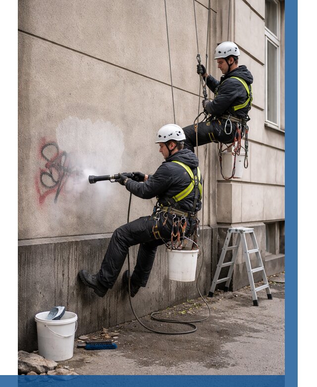 Удаление граффити с фасада в Дальнереченске от 4586 р. | ВЫСОТНИК-Длн