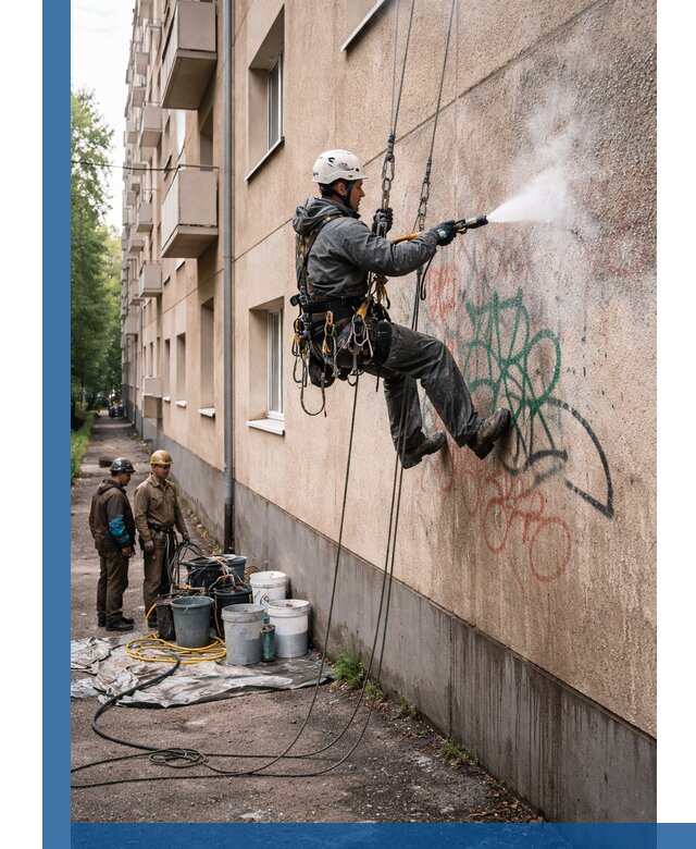 Удаление граффити с фасада в Дальнереченске без следов и повреждений