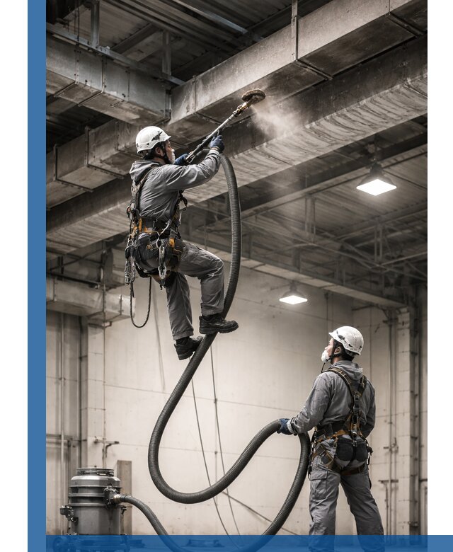 Обеспыливание потолочных конструкций в Дальнереченске промышленным альпинизмом