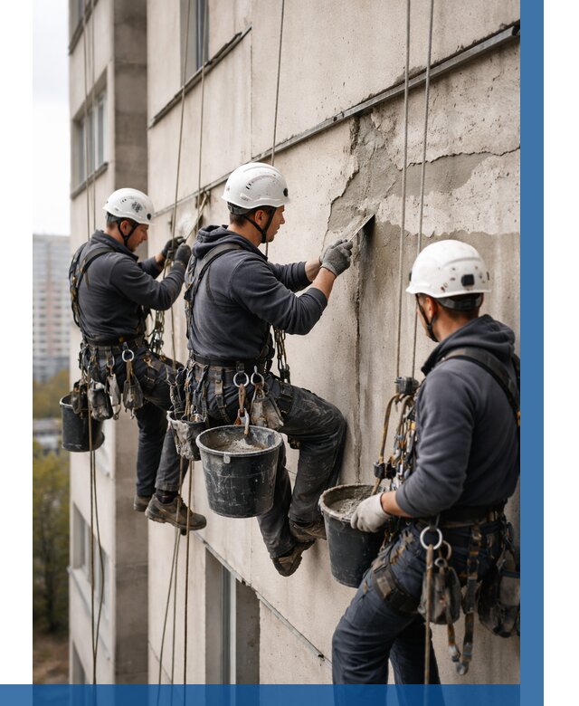 Ремонт бетонных элементов фасада в Дальнереченске от 2548 р. | ВЫСОТНИК-Длн