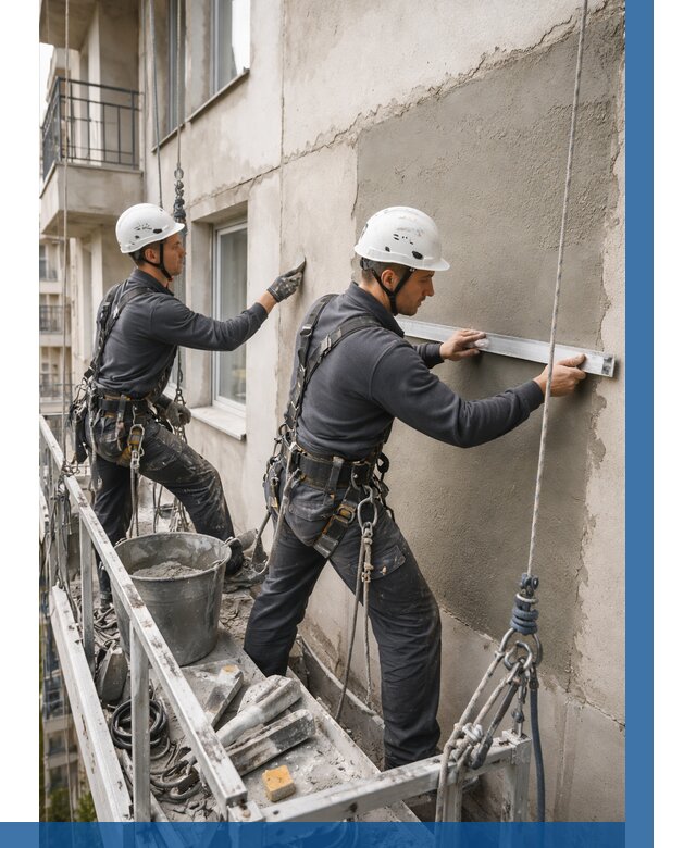 Штукатурка фасада на высоте в Дальнереченске от 917 р. | ВЫСОТНИК-Длн