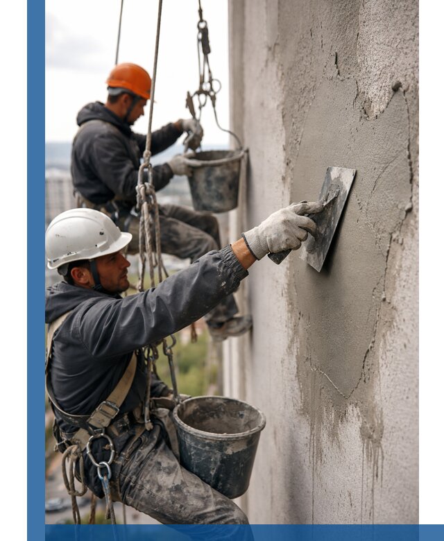 Штукатурка фасада на высоте в Дальнереченске профессиональные работы