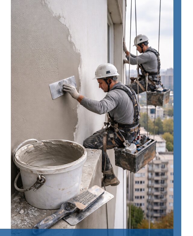 Шпаклевка фасада на высоте в Дальнереченске от 713 р. | ВЫСОТНИК-Длн