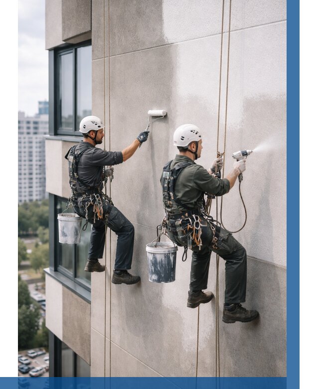 Покраска фасада альпинистами в Дальнереченске от 306 р. | ВЫСОТНИК-Длн