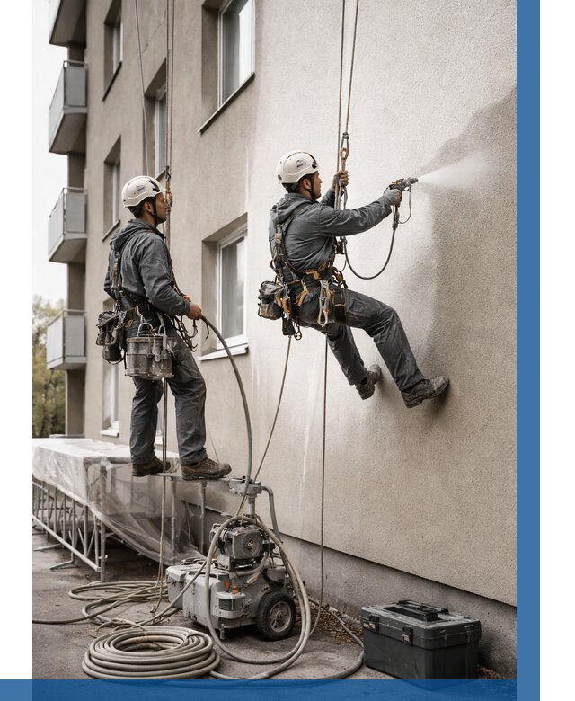 Безвоздушная покраска фасада в Дальнереченске от 224 р/м² | ВЫСОТНИК-Длн