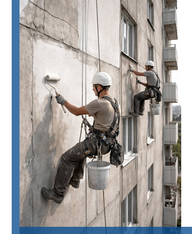 Покраска бетонного фасада в Дальнереченске для жилых и промышленных объектов