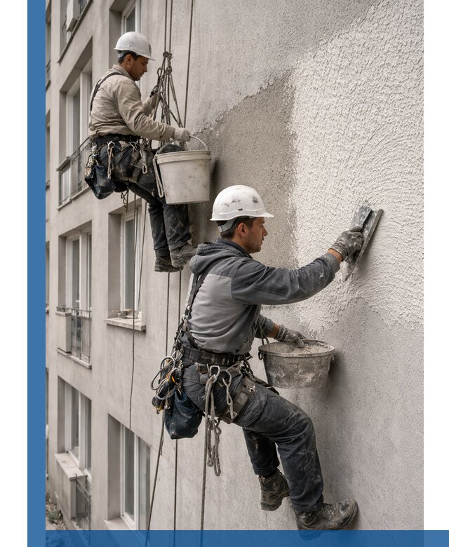 Нанесение декоративной штукатурки короед на фасад в Дальнереченске