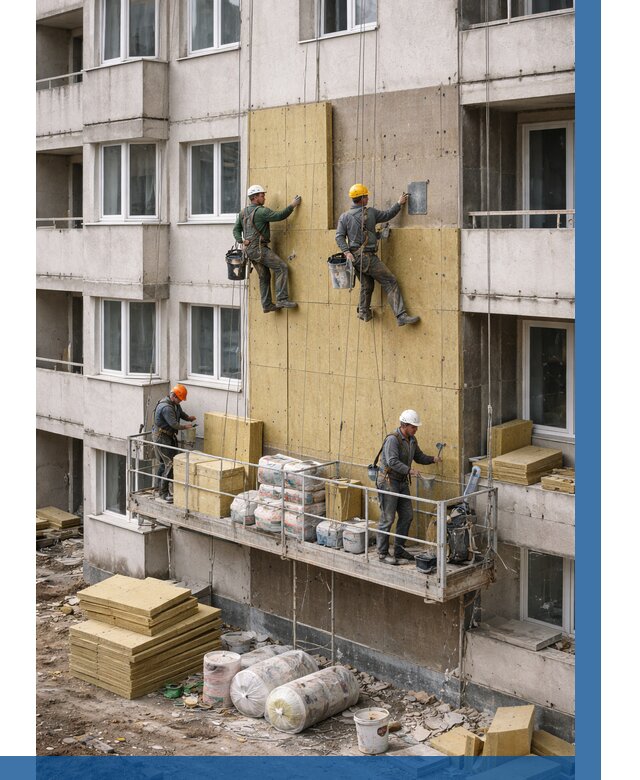 Утепление фасада минватой в Дальнереченске от 1529 р. | ВЫСОТНИК-Длн