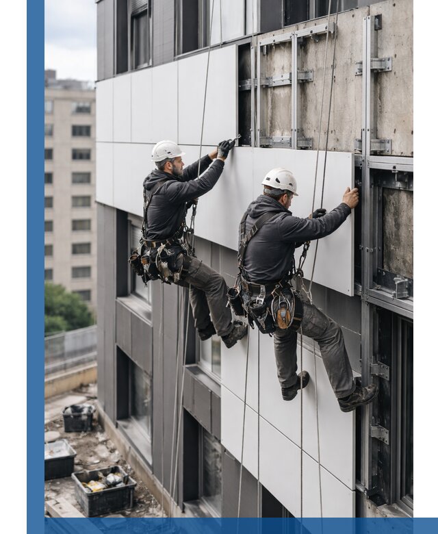 Монтаж композитных панелей фасада в Дальнереченске под ключ
