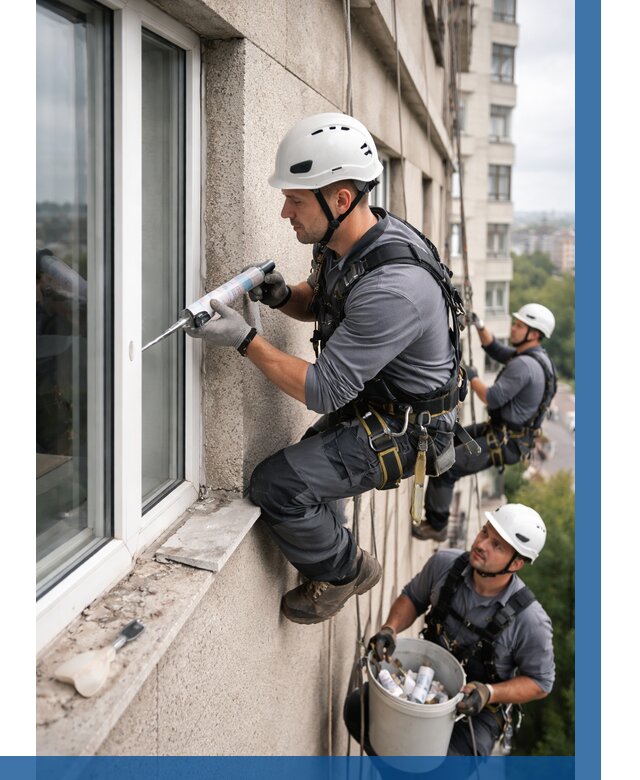Герметизация оконных швов снаружи в Дальнереченске от 1529 р. | ВЫСОТНИК-Длн