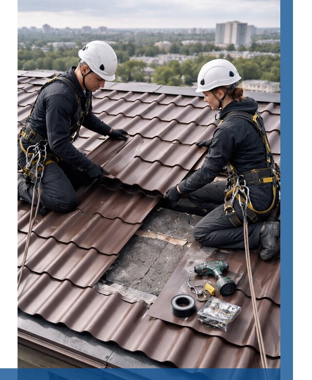 Ремонт металлочерепицы на крыше в Дальнереченске от 917 р. | ВЫСОТНИК-Длн