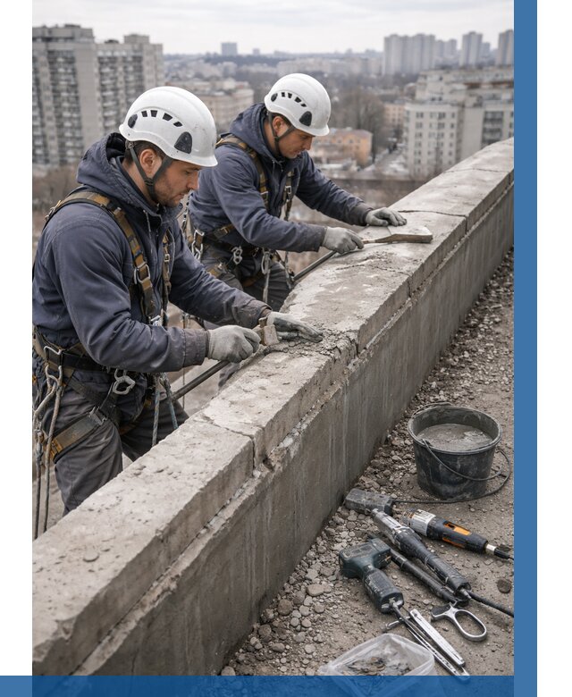 Ремонт парапета на кровле в Дальнереченске от 1529 р. | ВЫСОТНИК-Длн