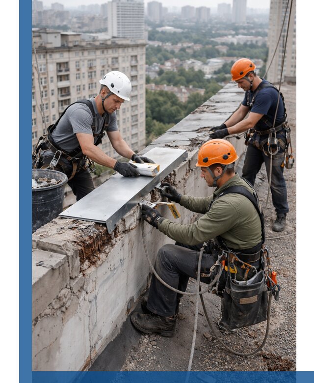 Ремонт парапета на кровле в Дальнереченске, высотные работы с гарантией