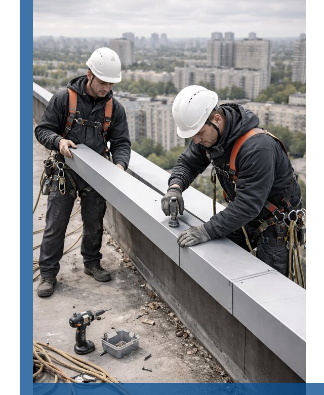 Монтаж парапетных крышек и ограждений кровли в Дальнереченске