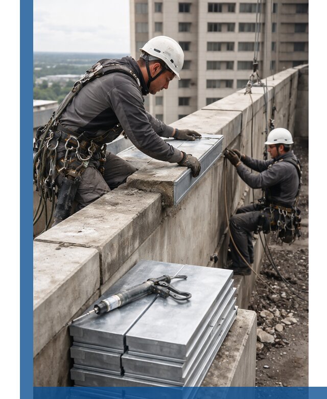 Замена парапетных крышек и установка новых в Дальнереченске
