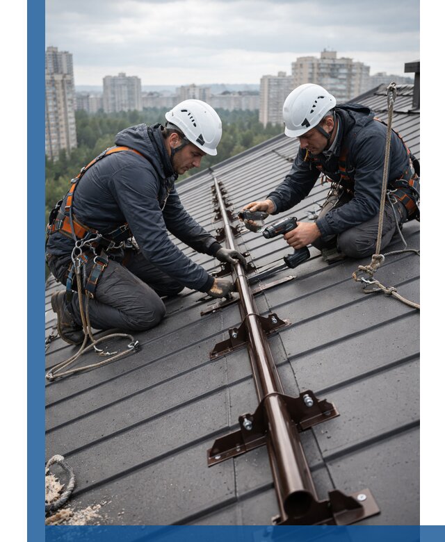 Монтаж снегозадержателей на кровле зданий в Дальнереченске под ключ
