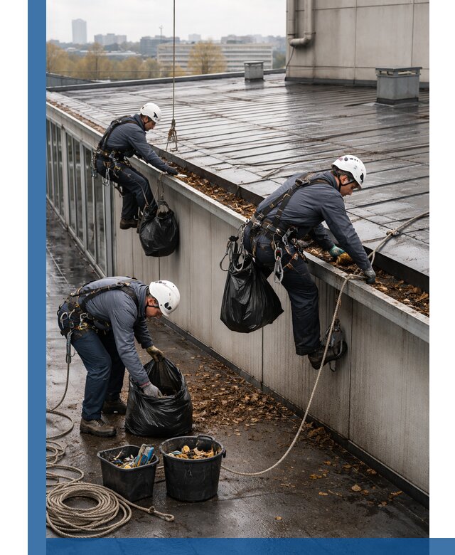 Очистка кровли по периметру в Дальнереченске силами промышленных альпинистов
