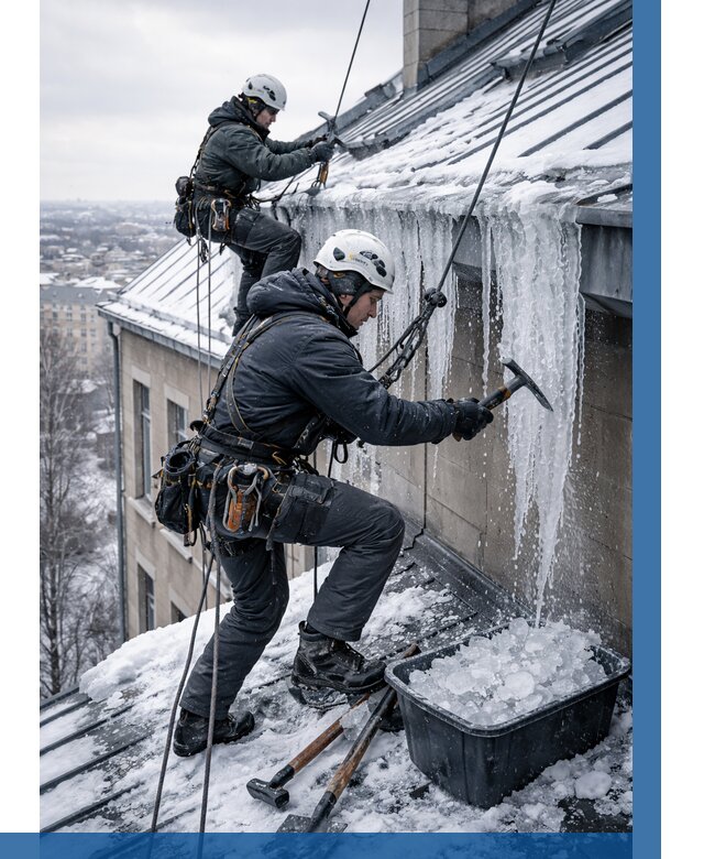 Удаление наледи с кровли в Дальнереченске от 5605 р. | ВЫСОТНИК-Длн