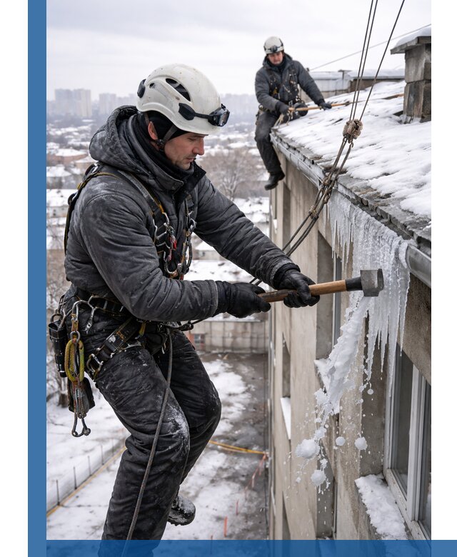 Сбивание и удаление сосулек с крыши в Дальнереченске безопасно