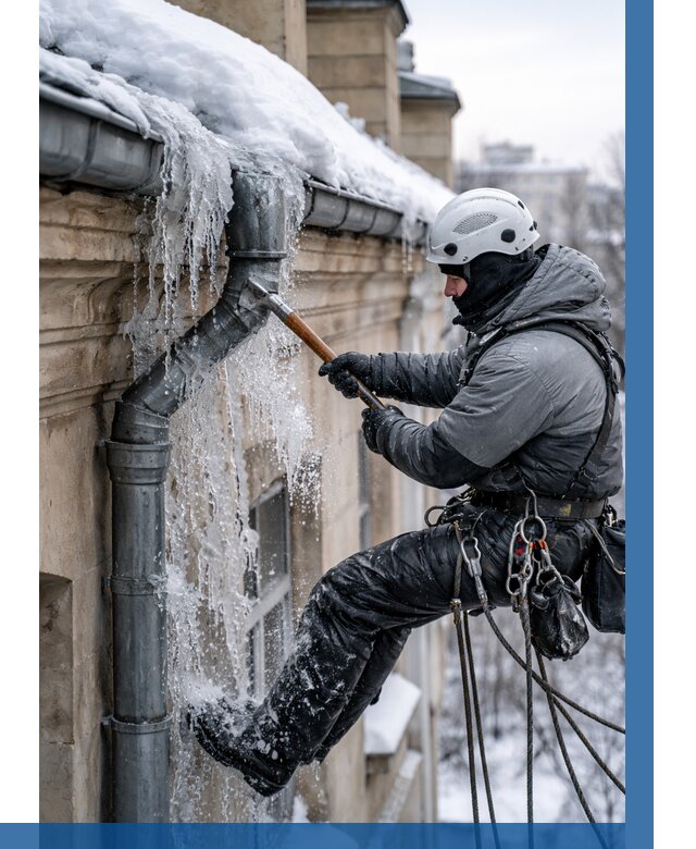 Очистка водостоков от льда в Дальнереченске от 3567 р. | ВЫСОТНИК-Длн