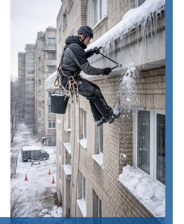 Удаление наледи с карнизов в Дальнереченске от 357 р. | ВЫСОТНИК-Длн
