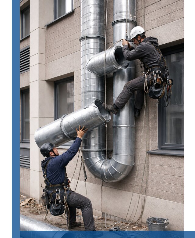 Монтаж фасадных воздуховодов в Дальнереченске с герметизацией и крепежом