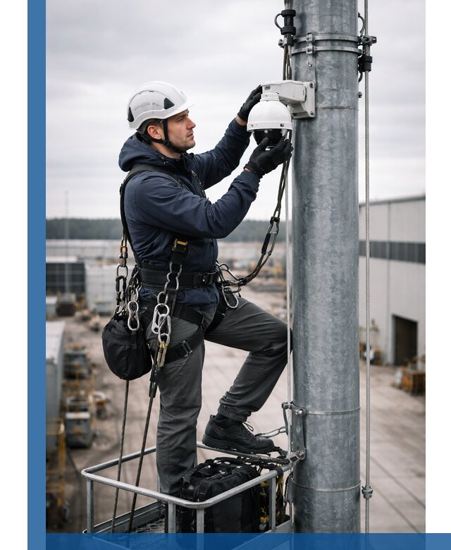 Профессиональная установка видеокамер на мачте в Дальнереченске