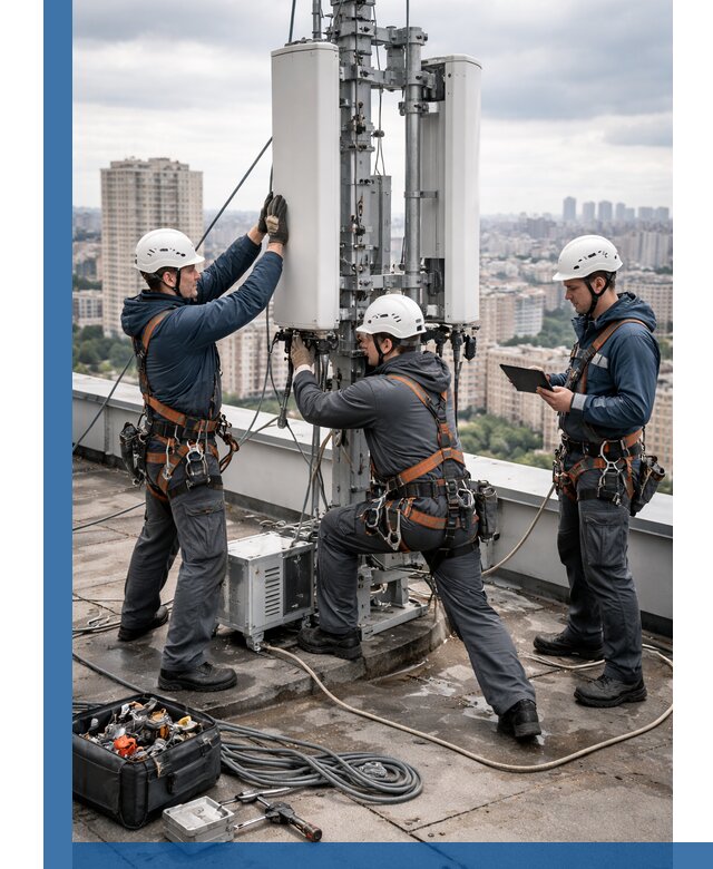 Монтаж антенн связи на крыше в Дальнереченске с вводом в эксплуатацию