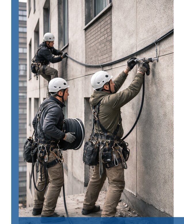 Прокладка кабеля по фасаду в Дальнереченске, профессиональный монтаж