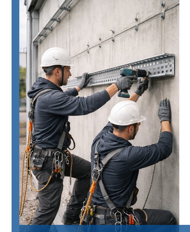 Монтаж кабельных лотков на фасаде зданий в Дальнереченске с гарантией