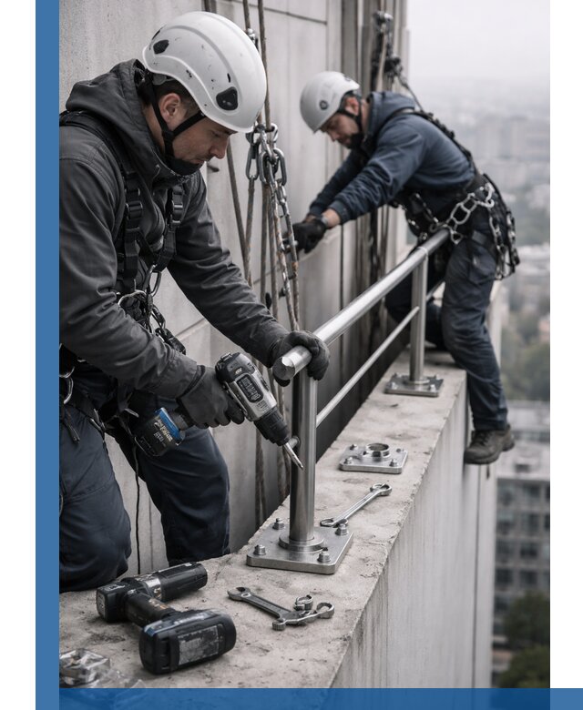 Монтаж перил на высоте в Дальнереченске для жилых и промобъектов