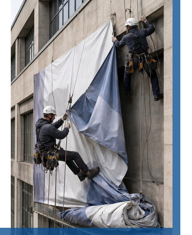 Демонтаж баннеров с фасада в Дальнереченске от 4586 р. | ВЫСОТНИК-Длн