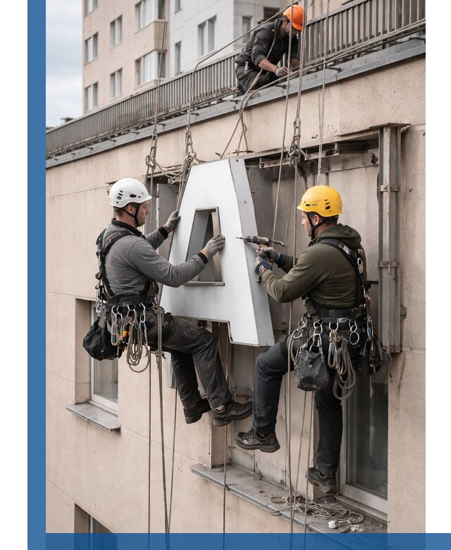 Ремонт и восстановление наружных вывесок на высоте в Дальнереченске