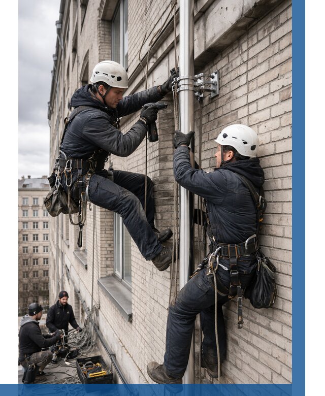 Монтаж флагштока на здании в Дальнереченске от 6624 р. | ВЫСОТНИК-Длн