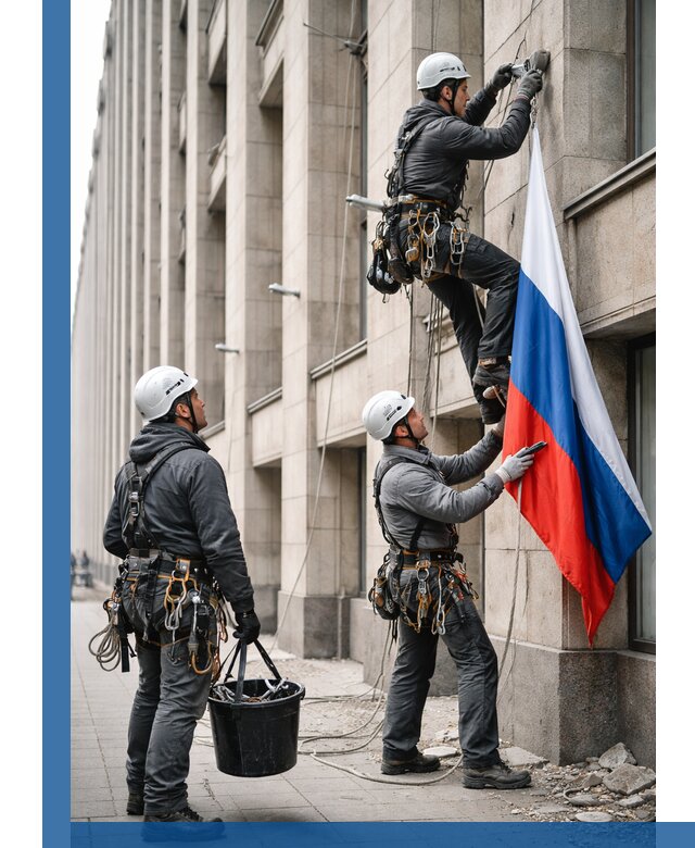 Профессиональная установка флагов на фасаде в Дальнереченске