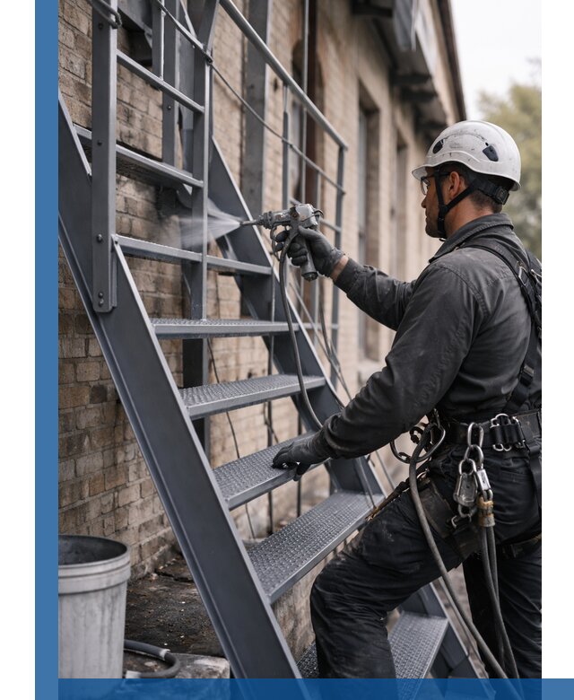 Покраска и антикоррозионная защита пожарных лестниц в Дальнереченске