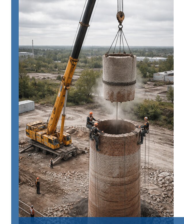 Демонтаж дымовой трубы в Дальнереченске с гарантиями безопасности