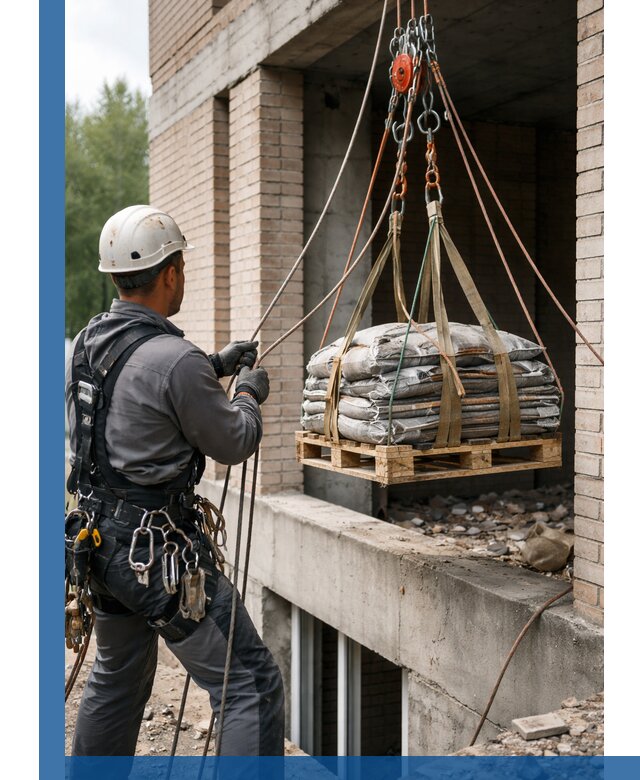 Подъем материалов на этаж веревками в Дальнереченске оперативно