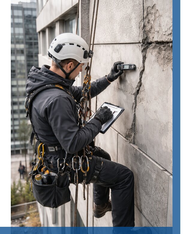 Обследование фасада альпинистами в Дальнереченске от 122 р. | ВЫСОТНИК-Длн