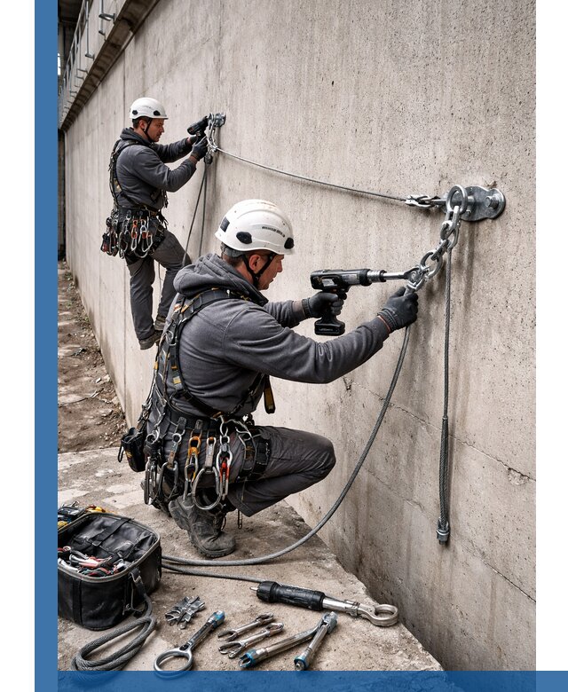 Монтаж анкерных линий высотной безопасности в Дальнереченске