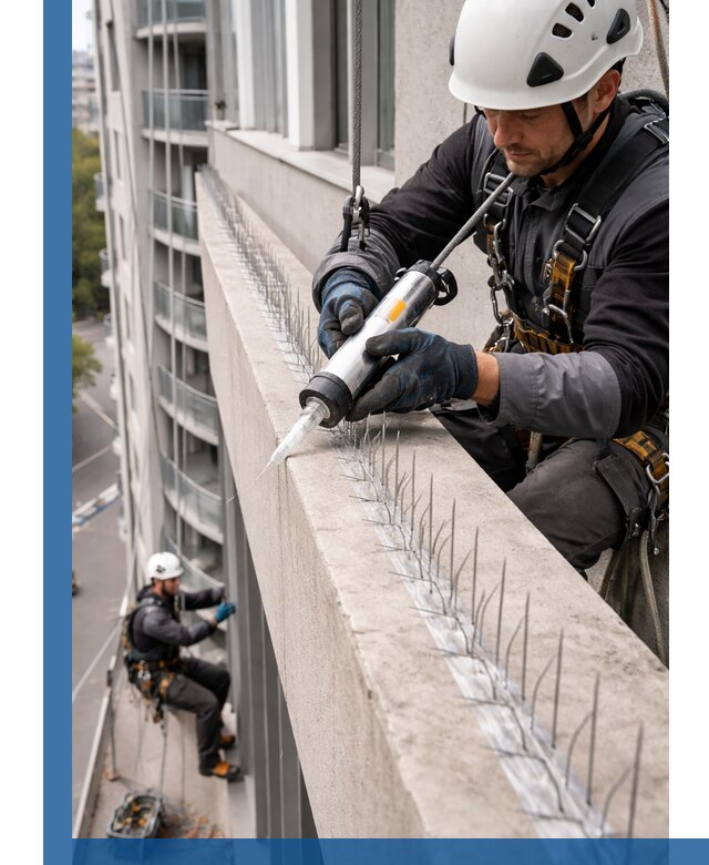 Установка шипов от птиц на фасадах и кровлях в Дальнереченске